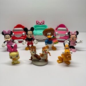 Disney Mickey Mouse Friends Lot 10 Chip Dale Donald Minnie Figures Vehicle Toys